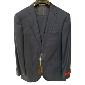 Paolo Lercara 2 Pc Blue Super 150s Mens Designer Suit NEW MSRP $795 Sz 38S/32S